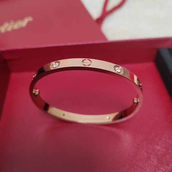 Cartier Wide Four Diamond Classic Four Diamond Love Bracelet Rose Gold - Picture 1 of 5